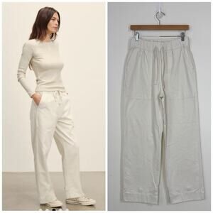 NWT BUCK MASON Women's Herringbone Twill Utility Pull On Pants Size S Natural